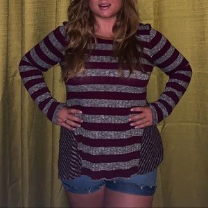 Maroon Striped Sweater